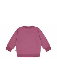 Felpa rosa con collo rotondo e maniche lunghe. Presenta polsini e orlo a coste, una texture liscia e una piccola etichetta di lato.