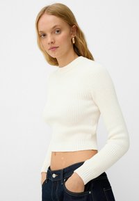 Bershka ROUND NECK  - Pulóver - beige