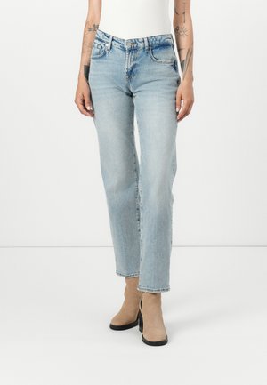 Lyseblå, rette ben jeans med klassisk fem-lomme design. Laget av denim, med en falmet vask og råsøm.