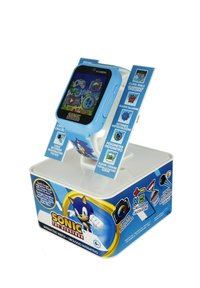 Orologio interattivo per bambini di colore azzurro chiaro con touchscreen, dotato di grafiche di Sonic the Hedgehog, fotocamera, allarmi e funzioni di contapassi.