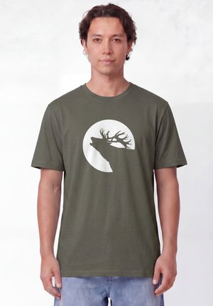 watapparel, RÖHRENDER HIRSCH UNISEX - T-shirt imprimé - khaki