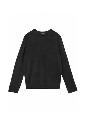 Pulover negru realizat dintr-un material moale și texturat. Dispune de mâneci lungi și un decolteu rotund. Design simplu, fără modele sau accente.