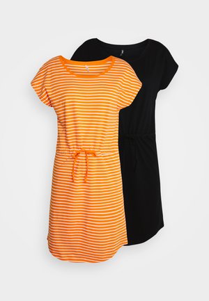 ONLMAY LIFE DRESS 2 PACK - Trikotaažkleit - black solid/orange peel/cloud dancer