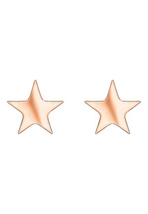 Roze gouden stervormige studoorbellen met een gladde, gepolijste afwerking en puntige uiteinden. Kenmerkt een symmetrisch ontwerp dat geschikt is voor dagelijks gebruik.
