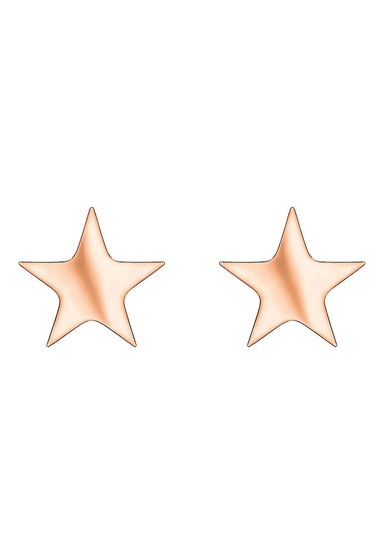 Ohrringe in Sternform aus roségold mit einer glatten, polierten Oberfläche und spitzen Spitzen. Sie verfügen über ein symmetrisches Design, das sich für den täglichen Gebrauch eignet.