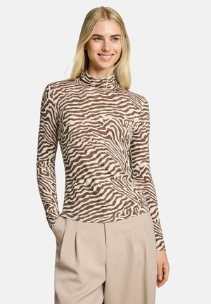 TOM TAILOR DENIM, ROLLKRAGENSHIRT MIT MUSTER - T-shirt à manches longues - brown beige zebra print