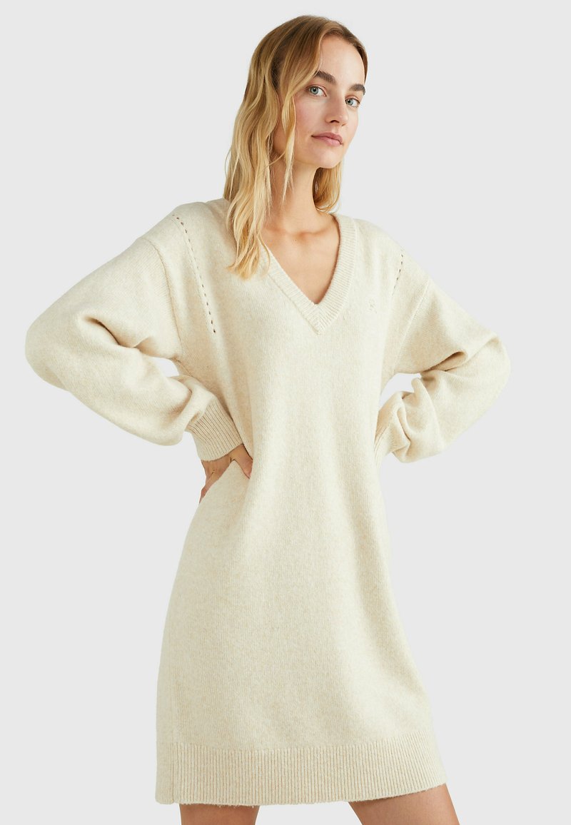 Tommy Hilfiger RELAXED FIT MONOGRAM Jumper dress heathered oatmilk