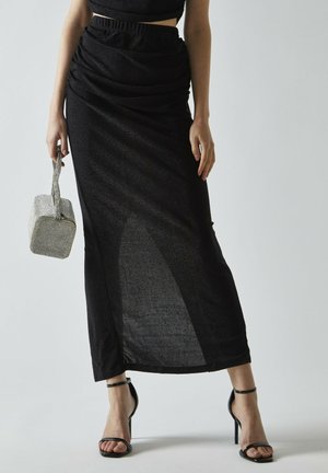 RUCHED MID - Pencil skirt - black glitter
