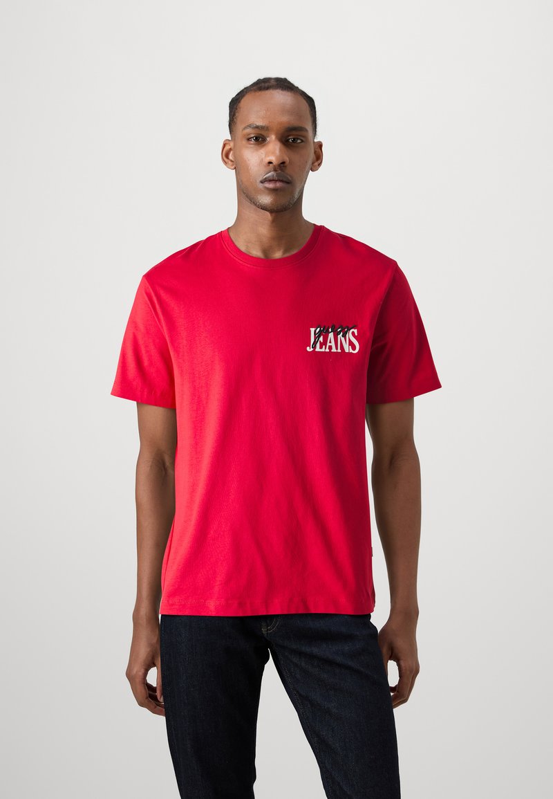 Guess Jeans REG LOGO - Marškinėliai su spaudiniu - rugby red