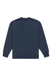 Navy blue sweatshirt with a round neckline, long sleeves, and ribbed cuffs and hem. Smooth texture, no visible patterns or accents.