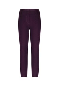 Paarse leggings met een gladde textuur, uitgerust met een getailleerd ontwerp en voorzakken. Enkel lengte met een rekbare tailleband voor comfort.