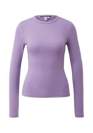 Langarmshirt aus weichem, leichtem lila Stoff. Eng anliegendes Design mit Rundhalsausschnitt und kleinen Schulternähten für einen nahtlosen Look.