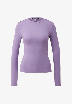 Langarmshirt aus weichem, leichtem lila Stoff. Eng anliegendes Design mit Rundhalsausschnitt und kleinen Schulternähten für einen nahtlosen Look.