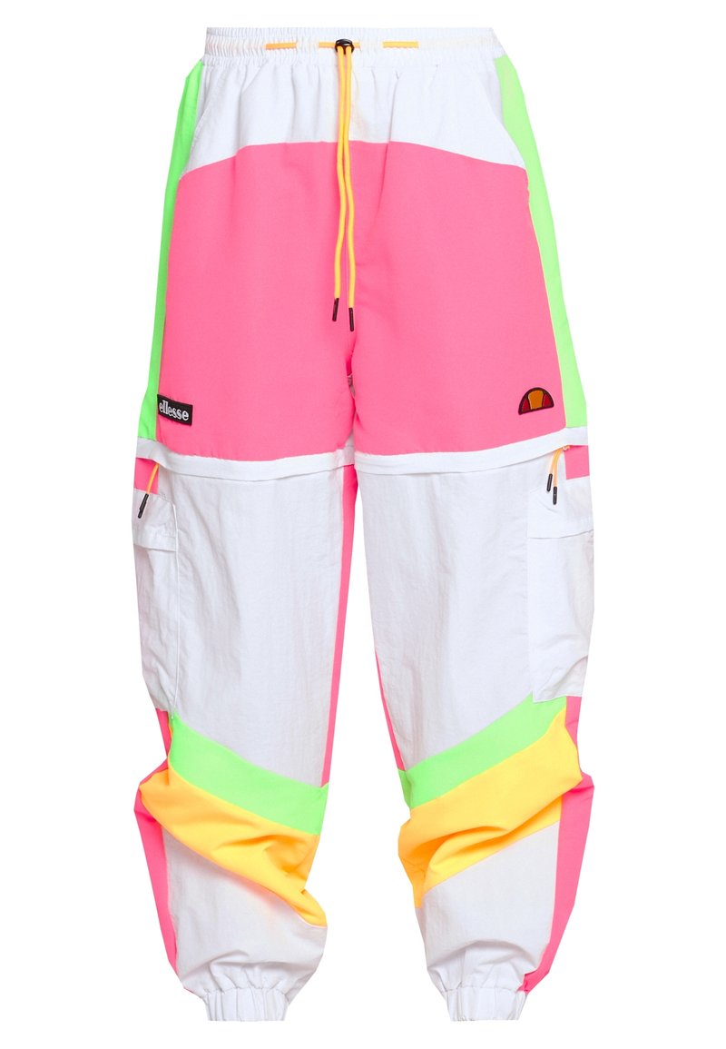 Färggranna cargobyxor med paneler i rosa, vitt, grönt och gult. Elastisk midja med justerbar dragsko. Nyttopockets på sidorna.
