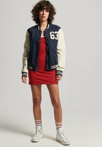 Veste Avirex Vintage NY 1990 - Cuir Blanc - Taille S - Style Baseball Varsity