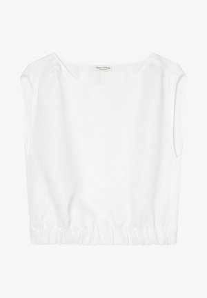 SUPER CROPPED ELASTIC TAPE AT WAIST - Blouse - white