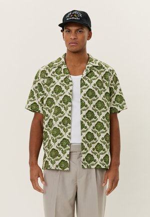 Les Deux LESLEY FLOWER TILE SHIRT - Marškiniai - vintage green/ivory