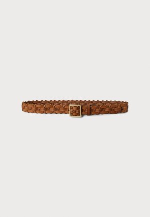 BASKETWEAVE LEATHER BELT - Punutud vöö - brown