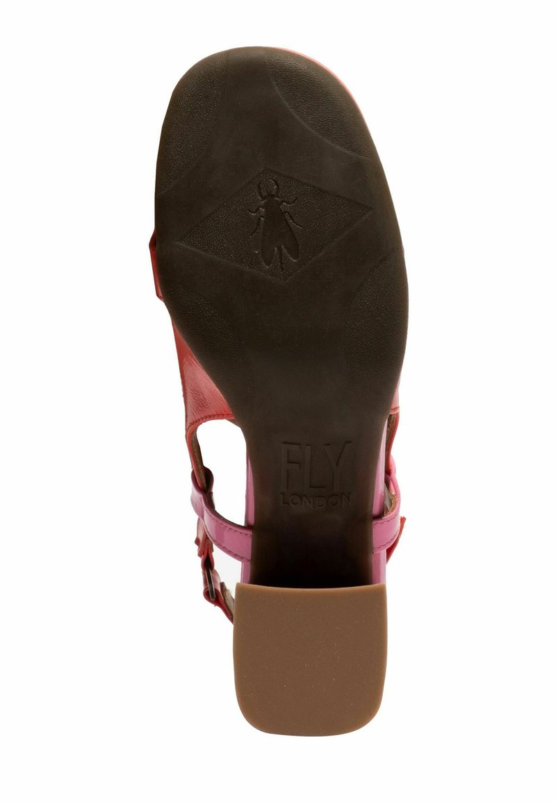 Sandales Fly London Guse Femme à Talon Compensé - Semelle Plate Rouge - Cuir Véritable