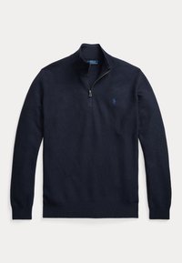 MESH-KNIT COTTON QUARTER-ZIP JUMPER - Džemper - navy heather