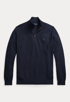MESH-KNIT COTTON QUARTER-ZIP JUMPER - Πουλόβερ - navy heather