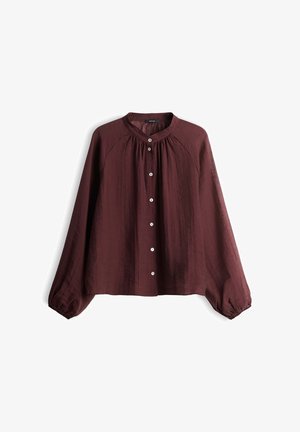 OPUS, LOOSE FIT CRINKLE LOOK - Hemdbluse - cherry jam