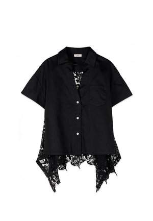 Oltre, CAMICIA CON RETRO IN PIZZO - Overhemdblouse - nero