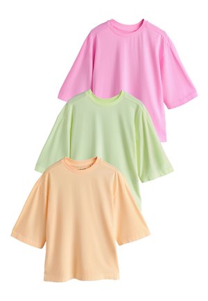 Next, PACK OF 3 - Lihtne T-särk - bright pink/yellow/orange