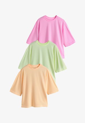 Next, PACK OF 3 - Lihtne T-särk - bright pink/yellow/orange