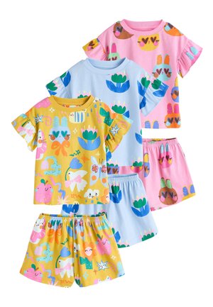 Next REGULAR FIT - SHORT PYJAMAS 3 PACK SET - Komplet pidžame - pink blue cat floral print
