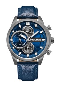 Zils ādas siksniņas pulkstenis ar nerūsējoša tērauda korpusu. Pulcē vērsums ir zila fona, sudraba akcenti, trīs sekundāro ciparnīcu un izteiksmīgi stundu marķieri.