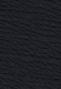 Tessuto a maglia nero con una trama ondulata, che mostra un aspetto morbido e elastico. Adatto per abbigliamento o rivestimenti.