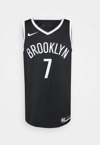 Černý basketbalový dres vyrobený z prodyšné síťoviny. Na hrudi je bílý nápis "BROOKLYN" a pod ním uprostřed číslo "7", s logem Nike.