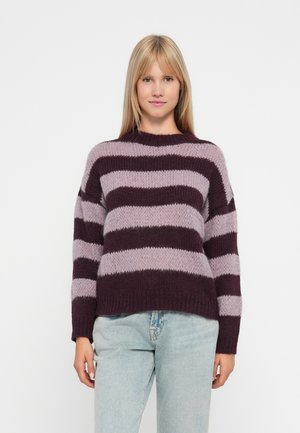 ONLCAMEL LIFE STRIPE O NECK - Trui - winetasting/nirvana