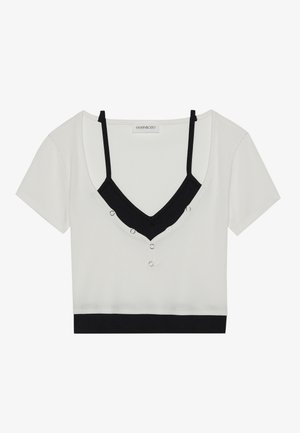 Even&Odd Základné tričko - white/dark grey