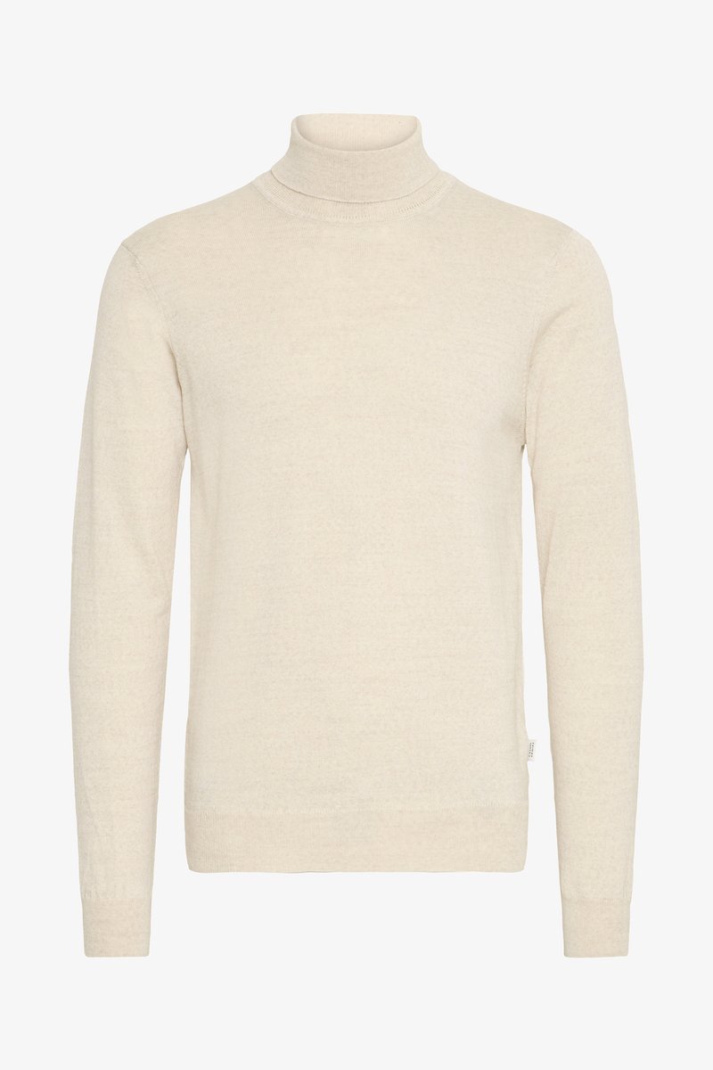 Smėlinis golfo tipo megztinis, pagamintas iš minkštos trikotažo medžiagos. Turi ilgomis rankovėmis ir prigludusį siluetą, su raukiniais apykaklėje ir rankogaliuose.