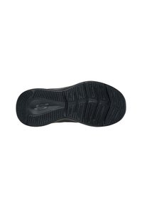 Suela de zapato negra con superficie de goma texturizada, que presenta ranuras y patrones para tracción y durabilidad. Logo del fabricante visible.