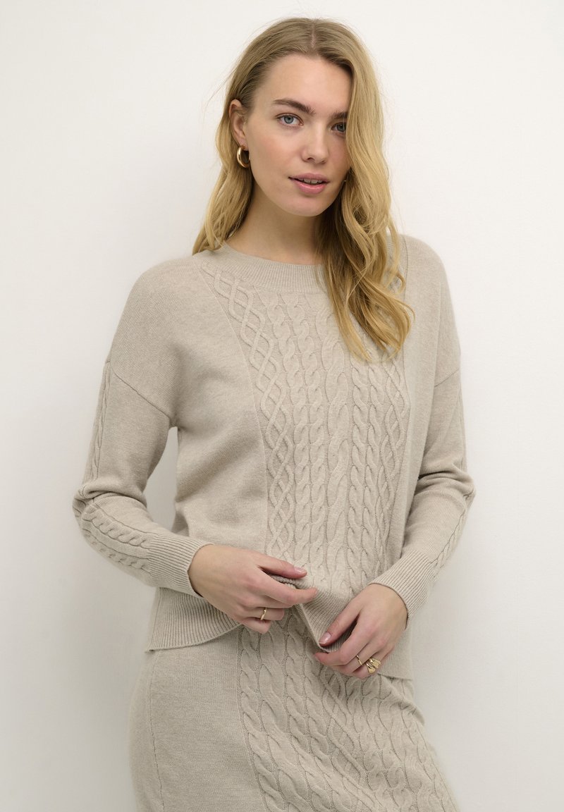 O-Neck Embellished Pullover - Cream