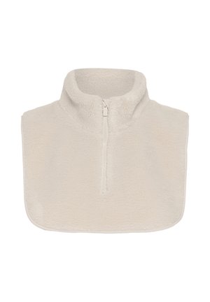 Zipper fleece pullover in zacht beige, met een hoge kraag en een halve rits. Getextureerde stof met afgeronde randen.