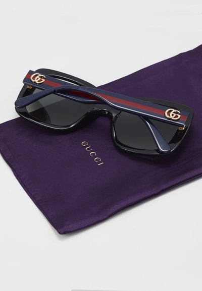 Gucci WEB GG SQUARE ACETATE SUNGLASSES - Päikeseprillid - black/blue/grey