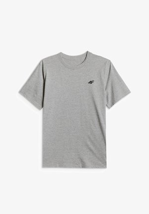 4F, 4F T-SHIRT REGULAR GŁADKI MĘSKI - SZARY XXL - Basic T-shirt - cold light grey melange