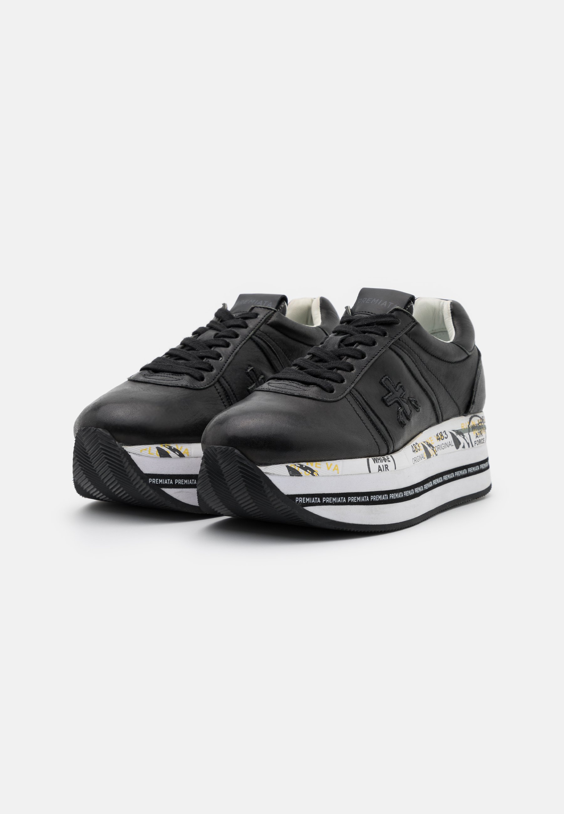 スニーカー PREMIATA Women Sneakers 415151 BETH Black PREMIATA BETH SNEAKER IN LEATHER AND SUEDE Woman Black