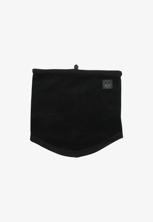 Gaiter nero in tessuto morbido, con superficie liscia e fondo arrotondato. Include una piccola etichetta con logo sul lato.