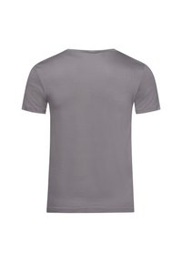 T-shirt grigio a maniche corte realizzato in cotone liscio, con un design classico a girocollo, vestibilità regolare e senza motivi o dettagli.