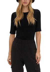 QS MIT SEITLICHER RAFFUNG - T-Shirt basic - schwarz