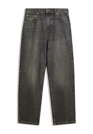 Sorte denimjeans med en afslappet pasform, som har fem lommer, knaplukning og en subtil falmning i stofstrukturen.