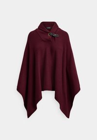 BUCKLE-TRIM WOOL-BLEND SWEATER PONCHO - Viitta - dark garnet