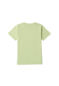 Camiseta de manga corta en algodón verde claro, con un cuello redondo y una textura suave, con un diseño de espalda liso.