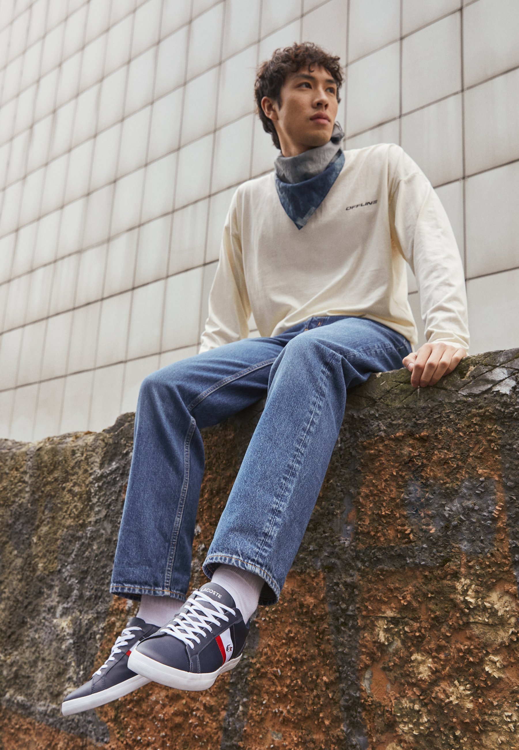 lacoste trainers navy blue