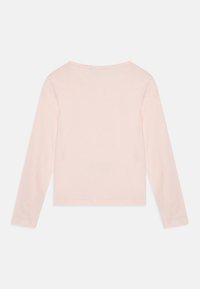 Maglietta a maniche lunghe rosa chiaro con scollatura rotonda e orlo dritto. Realizzata in un tessuto morbido, presenta un design semplice e dettagli minimi.
